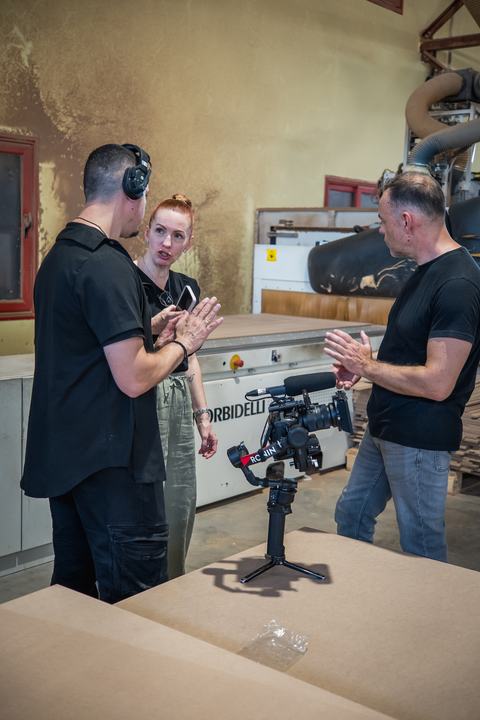 Behind the scenes on the shoot, our crew with the Viometale team